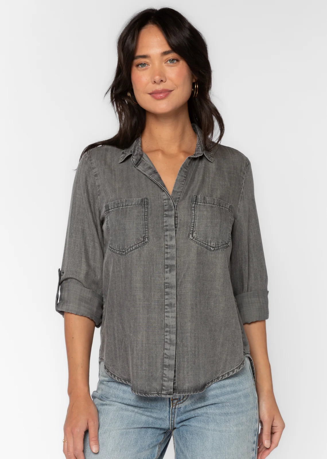 Velvet Heart Riley Shirt | Indigo & Grey