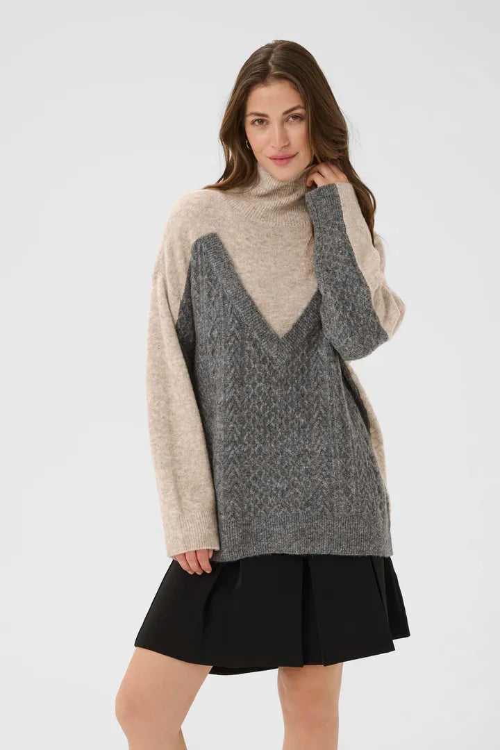 Cream Myttah Pullover | Grey - Beige Melange