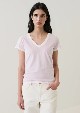 Patrick Assaraf Lightweight Cotton V-Neck T-Shirt | Orchid + Blue