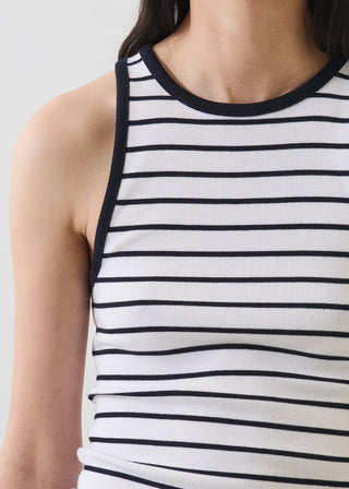 Patrick Assaraf Ribbed High Crew Tank | Nautical