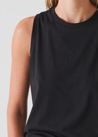 Patrick Assaraf Stretch Boyfriend Tank Top | Black + Nude