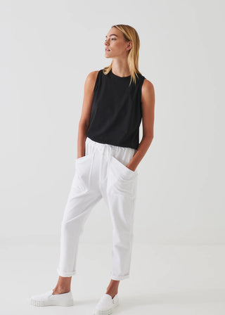 Patrick Assaraf Stretch Boyfriend Tank Top | Black + Nude