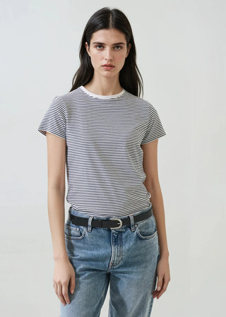 Patrick Assaraf Stretch Slim Mini Striped T-Shirt