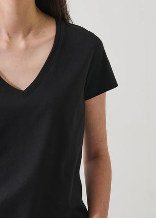 Patrick Assaraf Stretch Slim V-Neck T-Shirt | Black + White