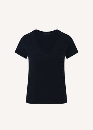 Patrick Assaraf Stretch Slim V-Neck T-Shirt | Black + White