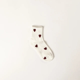 Lyla & Luxe Heart Socks | White + Grey