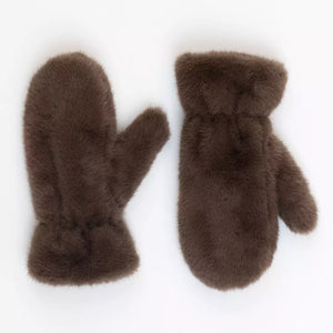 Lyla & Lux Faux Fur Mitten | Brown & Camel