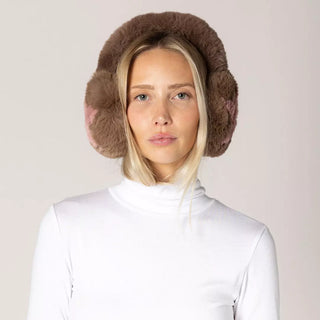 Lyla & Luxe Star Fuzzy Earmuff | Black-White & Brown-Pink