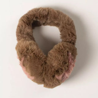 Lyla & Luxe Star Fuzzy Earmuff | Black-White & Brown-Pink
