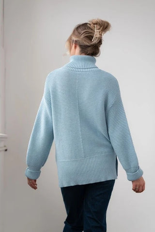 Echo Verde Serenity Rib Sweater | Blue + Carob