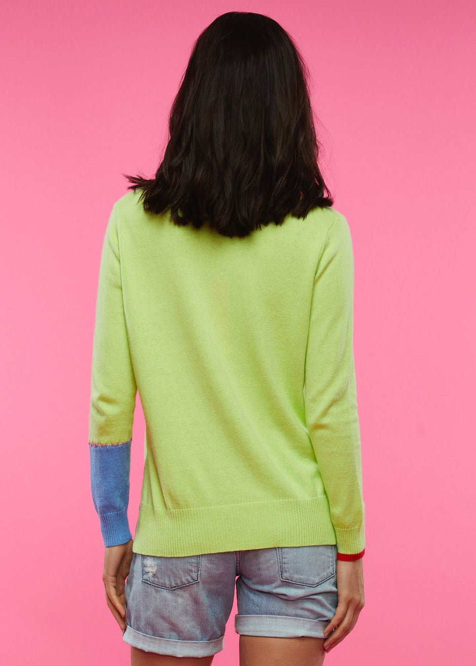 Zaket & Plover Block Trim Sweater | Lime