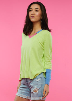 Zaket & Plover Block Trim Sweater | Lime