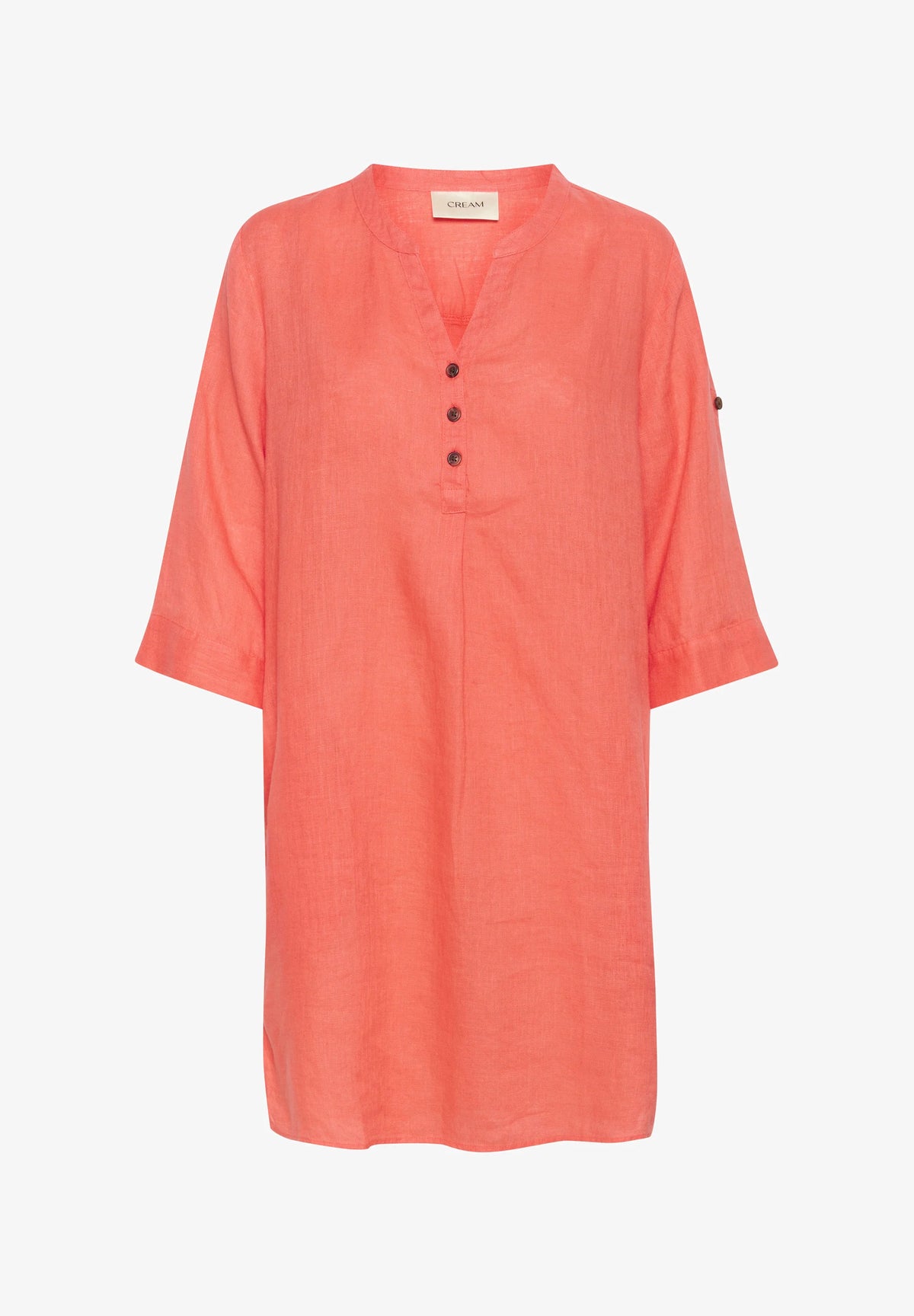 Cream Bellis Short 100% Linen Caftan Dress | Rose