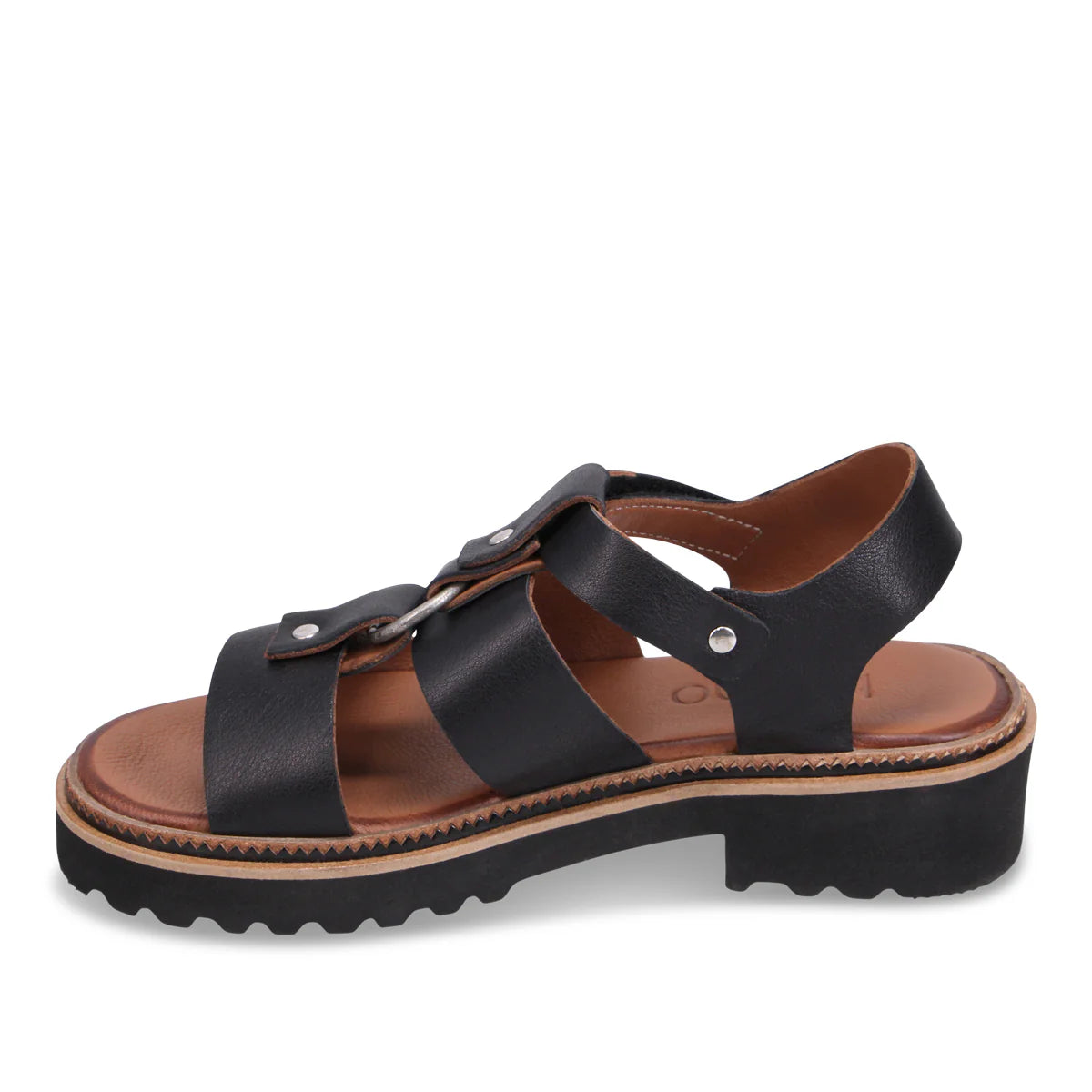 Buenos Athena Leather Sandal | Black