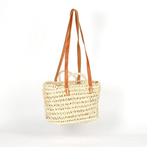 Openweave Palm Bag Sisal and Leather Handles