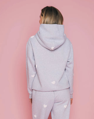 Brunette The Label All Over Heart Classic Hoodie | Pebble Grey