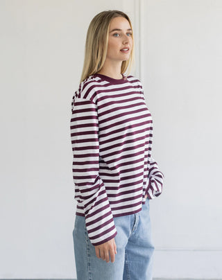 Brunette The Label Boxy Long Sleeve | Plum Stripe