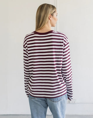 Brunette The Label Boxy Long Sleeve | Plum Stripe