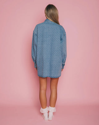 Brunette The Label Denim Shania Jacket | Blue + Leopard