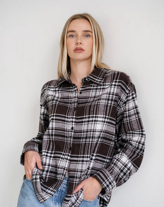 Brunette The Label Plaid Button Up Shirt | Brown Plaid
