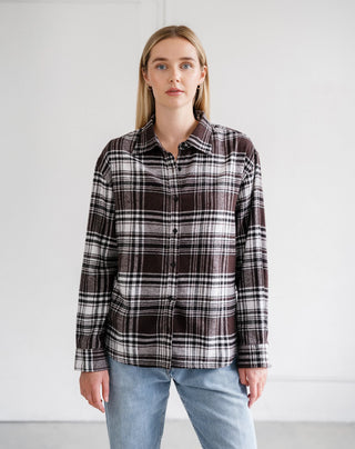 Brunette The Label Plaid Button Up Shirt | Brown Plaid