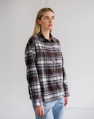 Brunette The Label Plaid Button Up Shirt | Brown Plaid