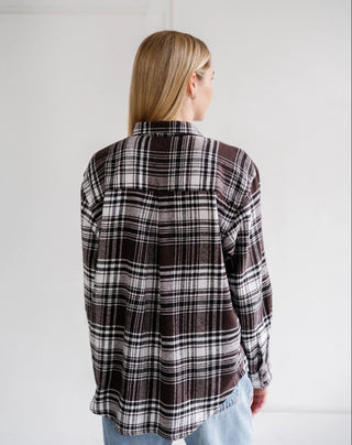 Brunette The Label Plaid Button Up Shirt | Brown Plaid