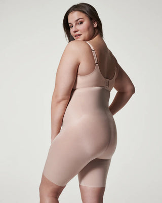 SPANX Invisible High-Waisted Mid-Thigh Short | Black + Champagne