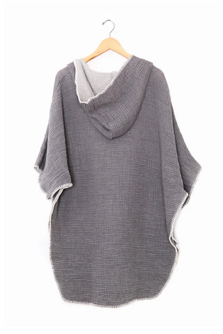 Tofino Towels The Cocoon Poncho | Grey, Seashell & Tan