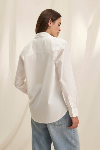 Velvet By Graham & Spencer Grace07 Cleo Wade Cotton Poplin Shirt | White