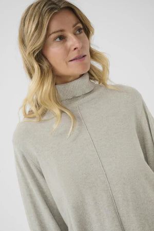 Cream Anva Rollneck Pullover | Grey Melange