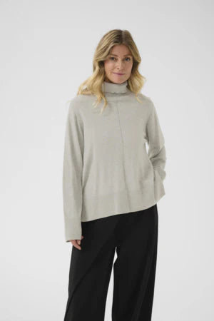 Cream Anva Rollneck Pullover | Grey Melange
