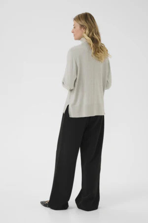 Cream Anva Rollneck Pullover | Grey Melange