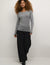Cream Long Sleeve Top | Black-White Stripe