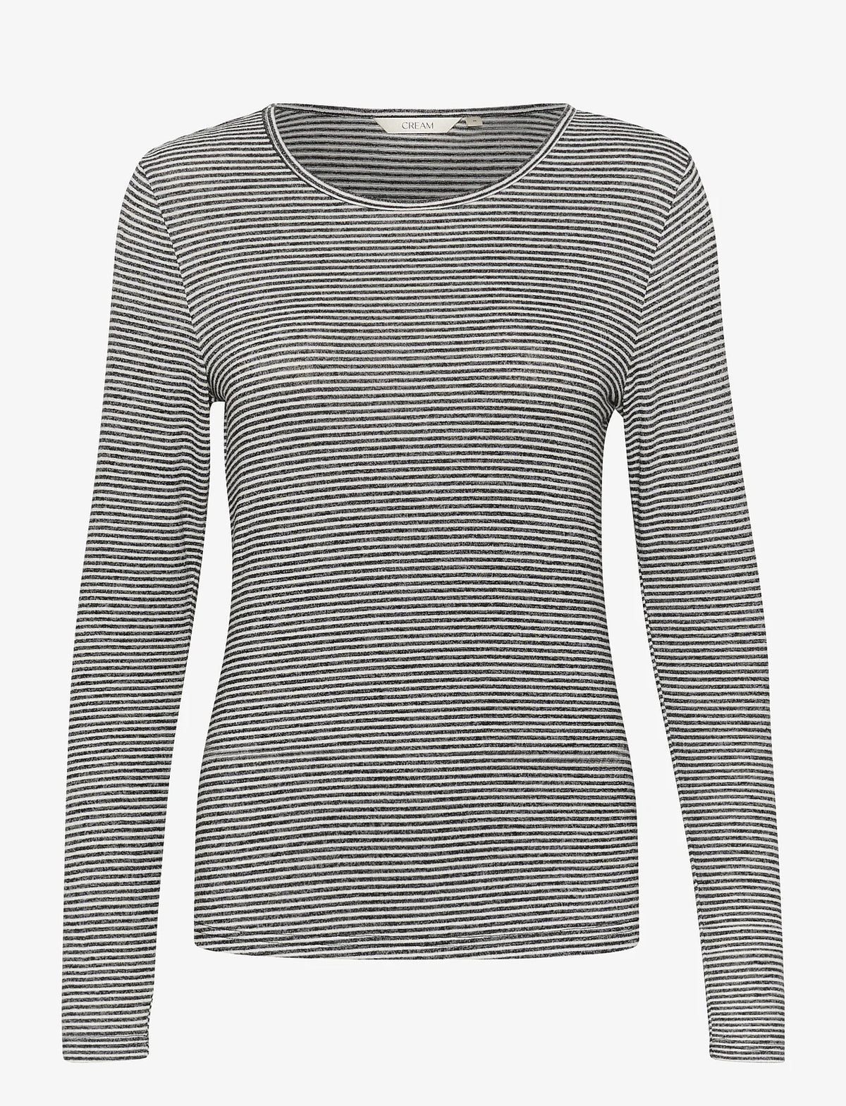 Cream Long Sleeve Top | Black-White Stripe