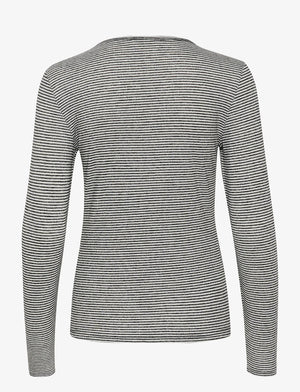 Cream Long Sleeve Top | Black-White Stripe