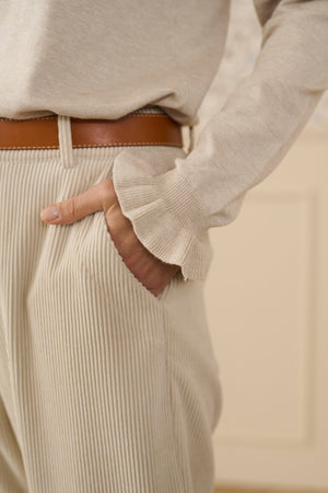 Cream Cory Straight Pant | Pitch Black & Ancient Scroll