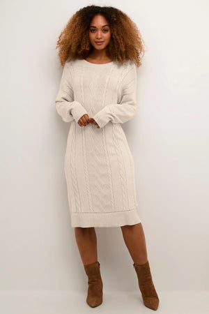 Cream Dela Cable Knit Dress | Oat Melange