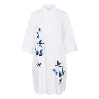 Cream Silje Shirt Dress | White Blue Stripe