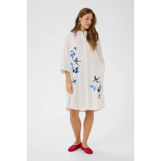 Cream Silje Shirt Dress | White Blue Stripe