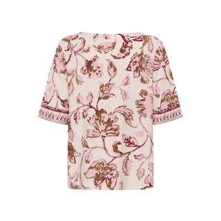 Cream Tiah Blouse | Pink Flower