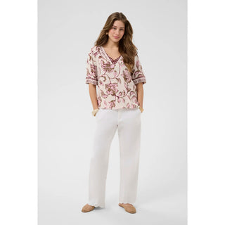 Cream Tiah Blouse | Pink Flower