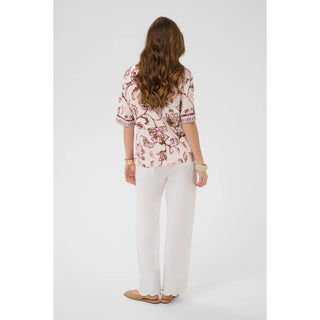 Cream Tiah Blouse | Pink Flower