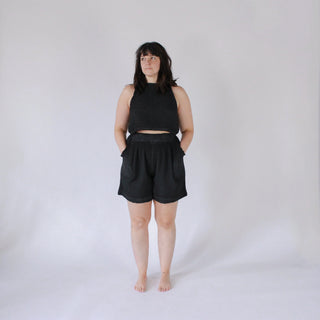 Pokoloko Crinkle Shorts | Cream + Black