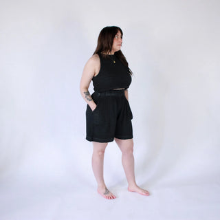 Pokoloko Crinkle Shorts | Cream + Black