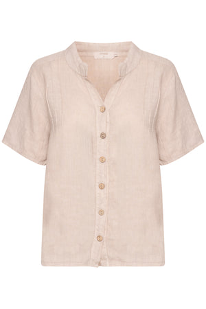 Cream CRBellis Linen Shirt | Crispy Sand + Snow White