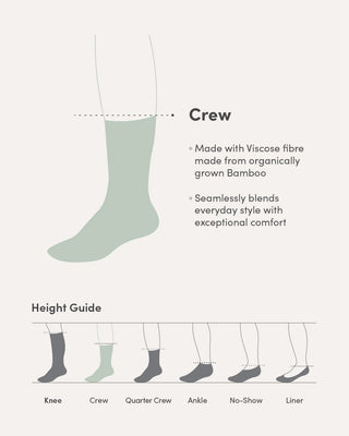 Boody Ribbed Crew Bamboo Sock | Oatmeal, Moss + Navy