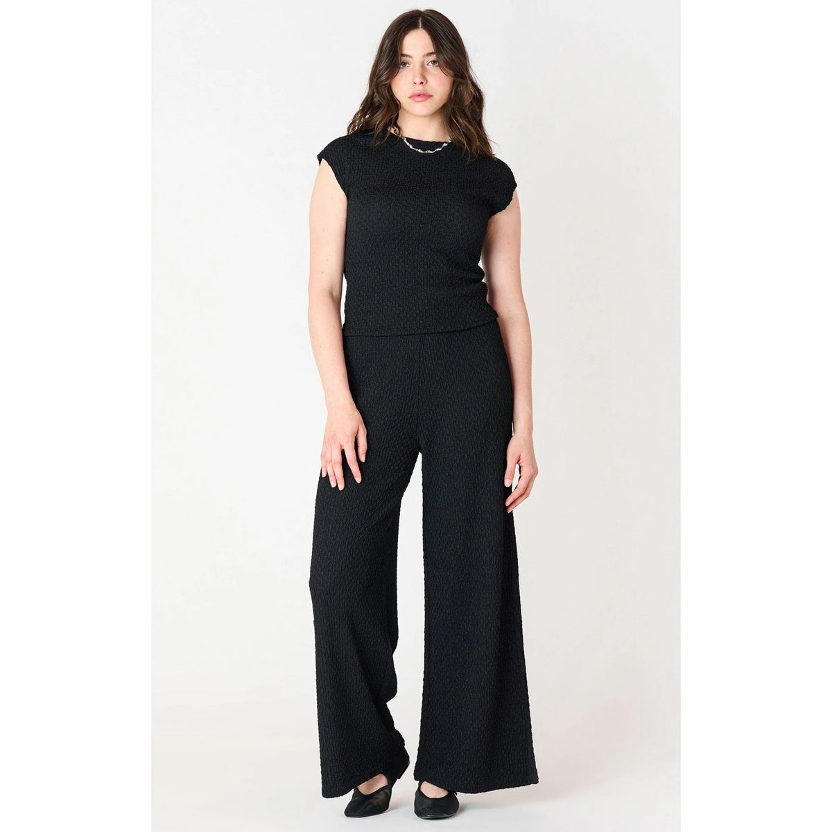 Dex Textured Flowly Wide Leg Pants