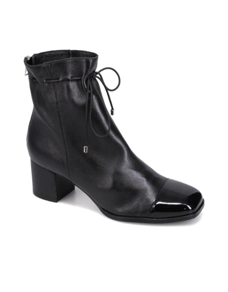 Django & Juliette Valina Patent Leather Heel Boot with Laces | Black