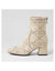 Django & Juliette Vian Leather with Black Stitch Heel Boot | Cream